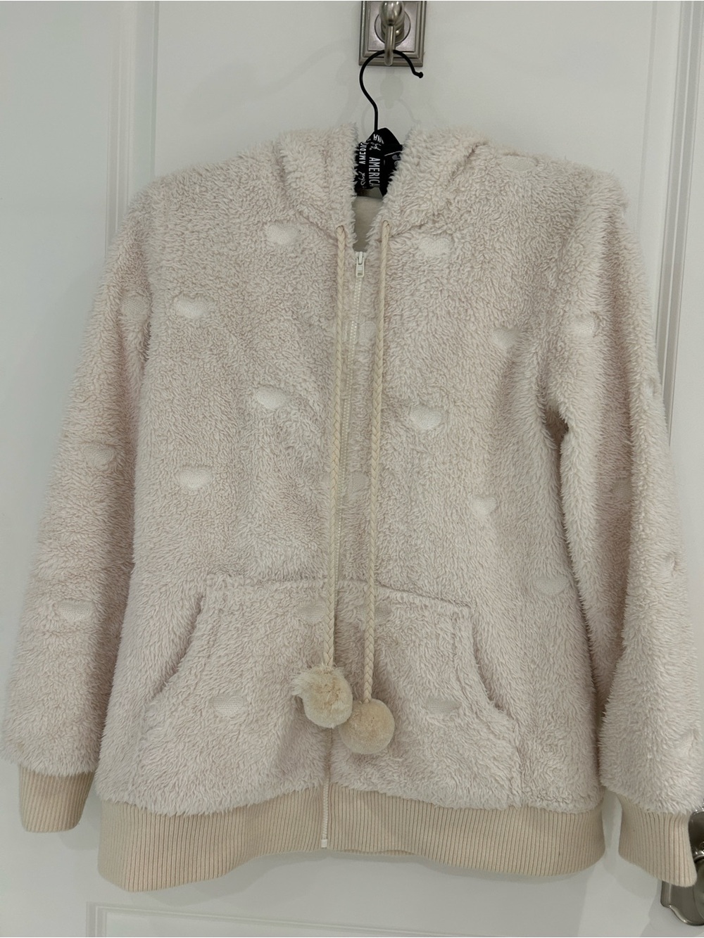 Cozy Plush Zip Hoodie Jacket in Cream